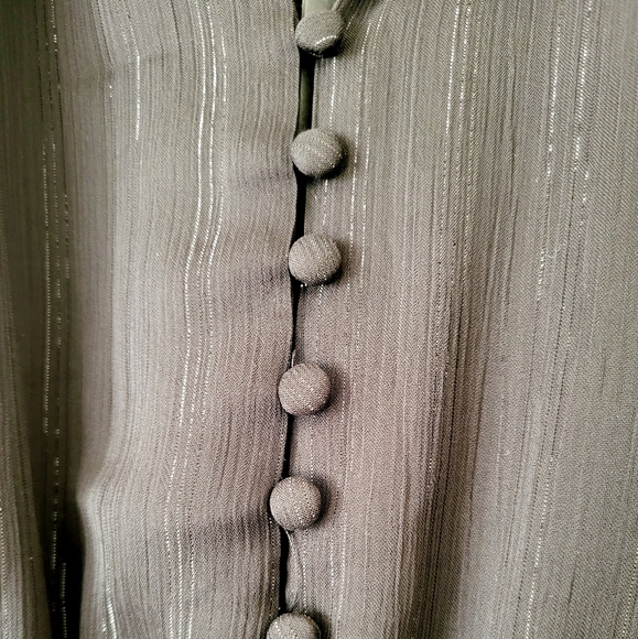 House of Harlow Ruched Mini Dress Lurex Sheer Bishop Sleeve Black Sz 2 - Picture 8 of 15